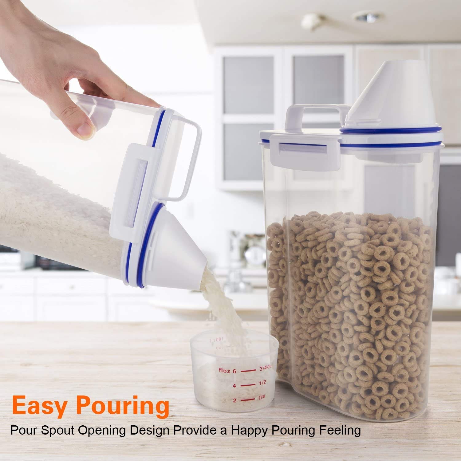 Airtight BPA Free Plastic Storage Container with Lid and Measuring Cup