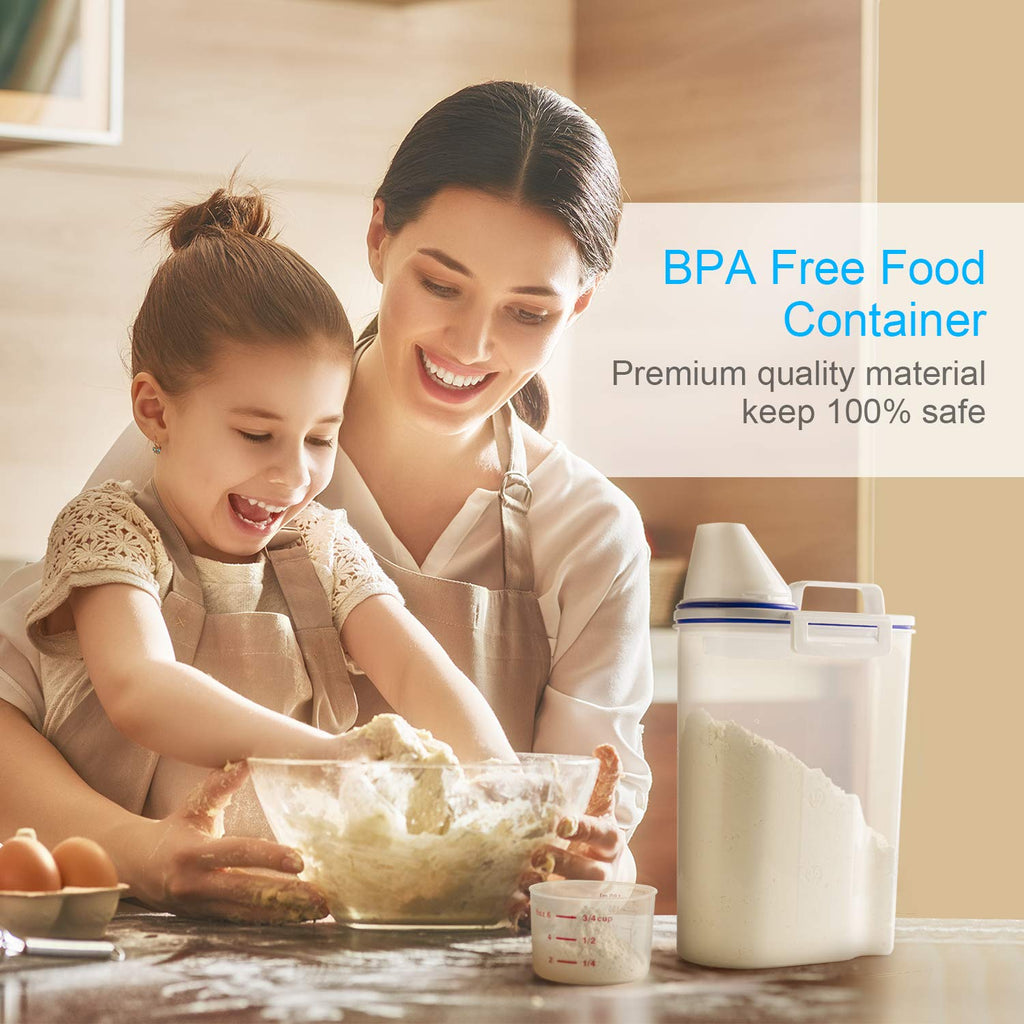 Airtight BPA Free Plastic Storage Container with Lid and Measuring Cup