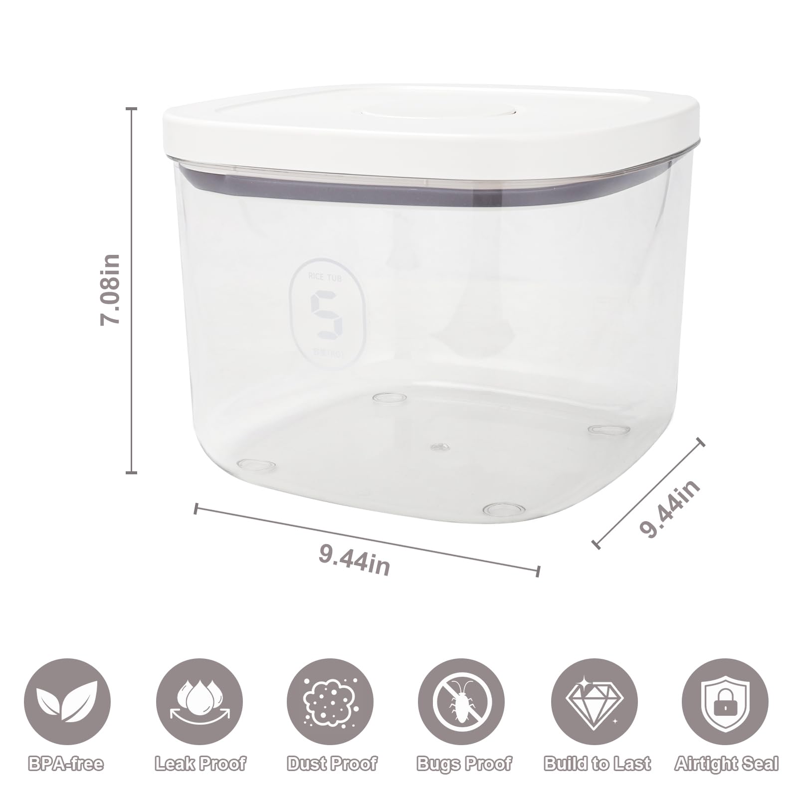 Airtight Rice Container with Measuring Cup