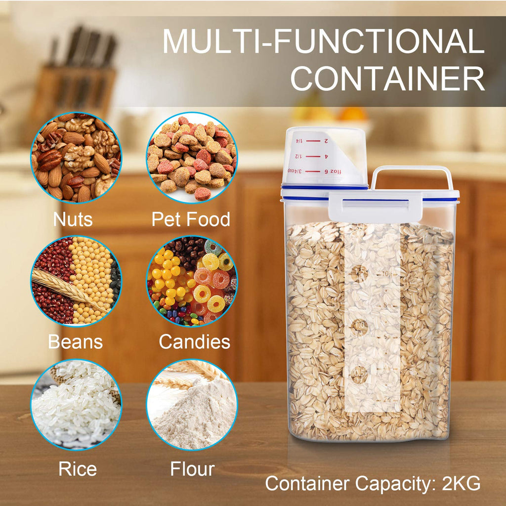 Airtight BPA Free Plastic Storage Container with Lid and Measuring Cup