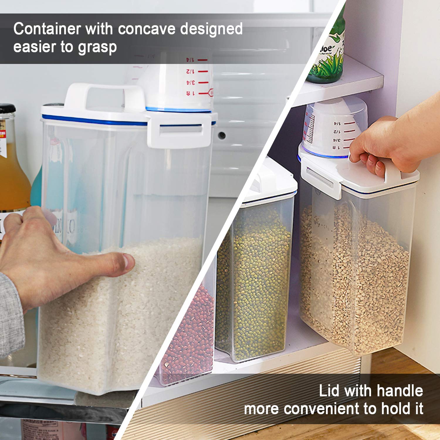 Airtight BPA Free Plastic Storage Container with Lid and Measuring Cup